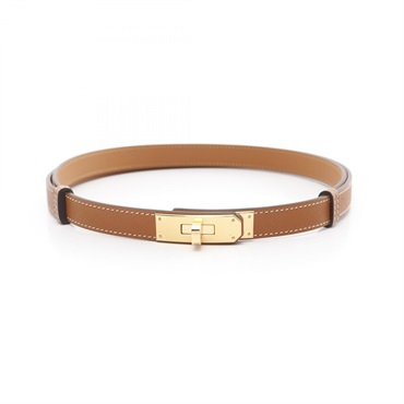 HERMES Kelly belt ceinture W Epsom Brown Gold Used GHW