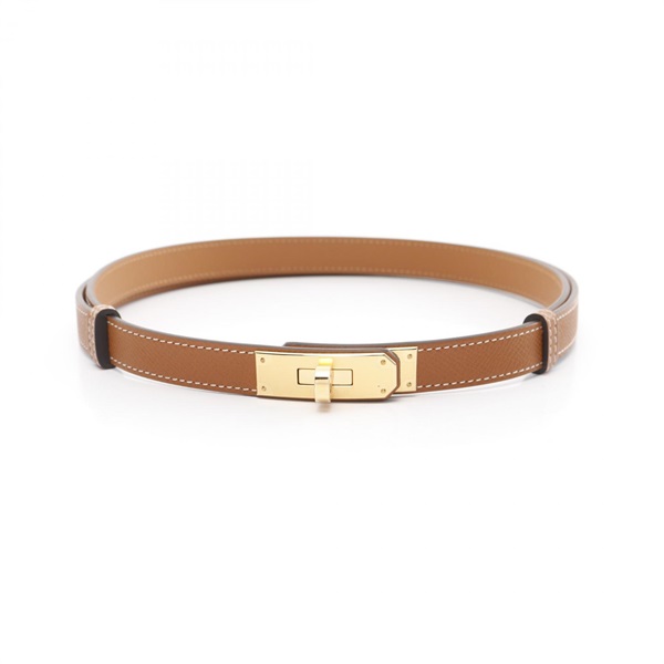 HERMES Kelly belt ceinture W Epsom Brown Gold Used GHW