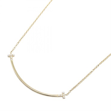 TIFFANY＆CO T Smile Small Necklace Diamond 18KPG Pink Rose Gold Used women