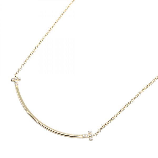 TIFFANY＆CO T Smile Small Necklace Diamond 18KPG Pink Rose Gold Used women