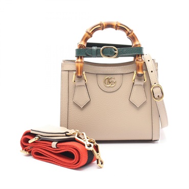 GUCCI Diana Mini Bamboo Shoulder Tote Bag 702732 leather Beige Used Women