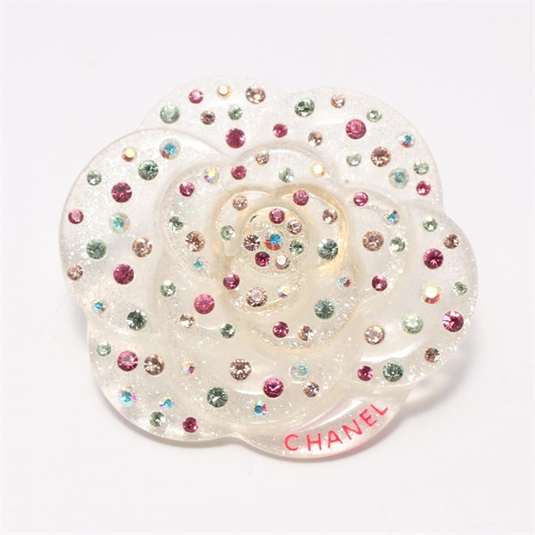 CHANEL Camelia Brooch 04A Plastic Rhinestone Multicolor white pink Used Women CC