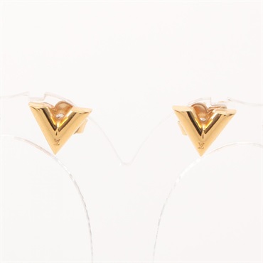 LOUIS VUITTON Studs Essential V Pierced earrings Gold Plated Used women LV