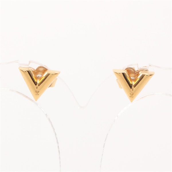 LOUIS VUITTON Studs Essential V Pierced earrings Gold Plated Used women LV
