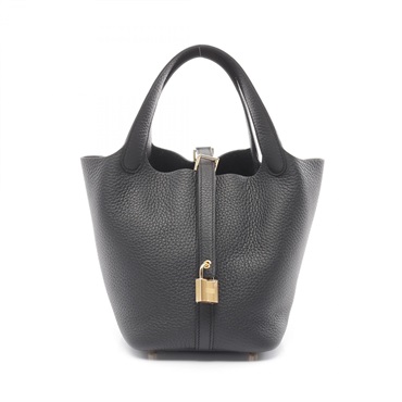 HERMES Picotin Lock PM Hand bag K Taurillon Clemence  Black Used GHW