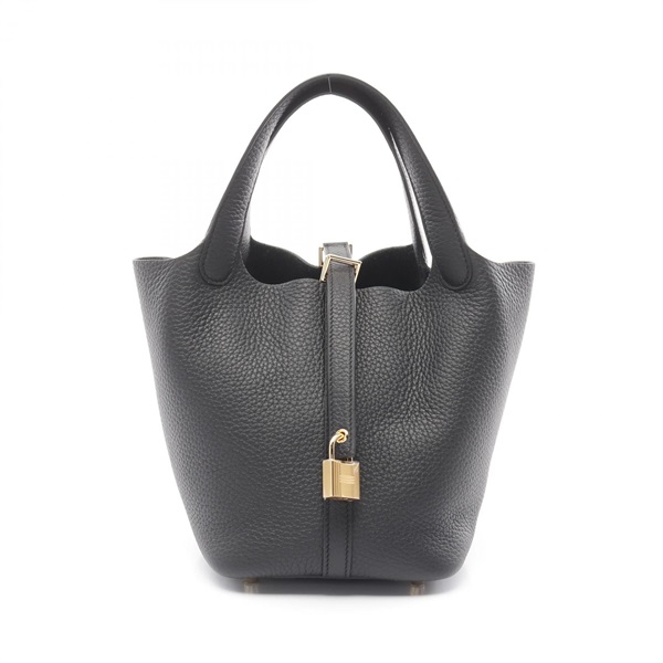 HERMES Picotin Lock PM Hand bag K Taurillon Clemence  Black Used GHW