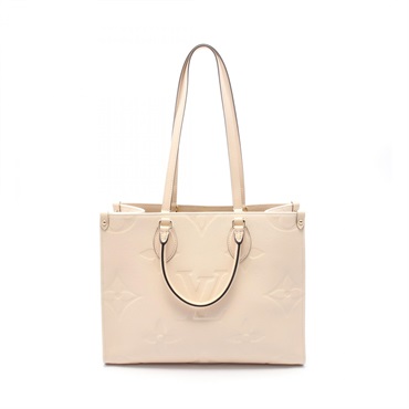 LOUIS VUITTON On the Go MM Tote shoulder Bag M46531 Monogram empreinte creme LV
