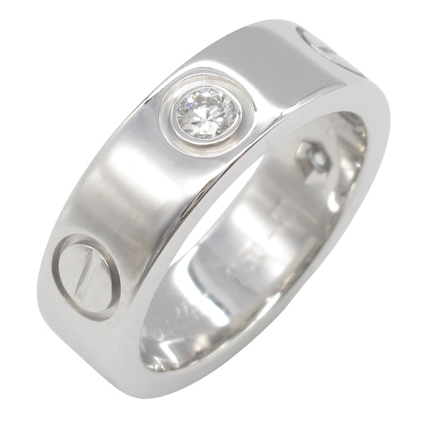 CARTIER Love Ring 3PD Diamond 18KWG White Gold Used unisex US size 4 #47 logo