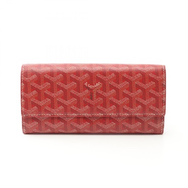 GOYARD Varenne Bifold purse long wallet PVC coated canvas Red Used Women