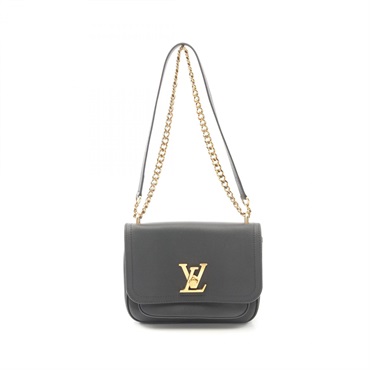 LOUIS VUITTON Lock Me Chain Shoulder Bag M57073 leather Black Used Women GHW LV