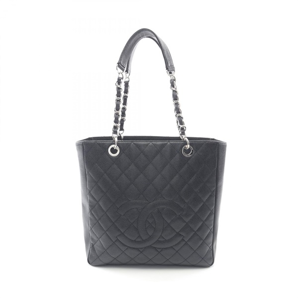 CHANEL Matelasse Chain Shoulder Tote Bag Calfskin Black Used Women