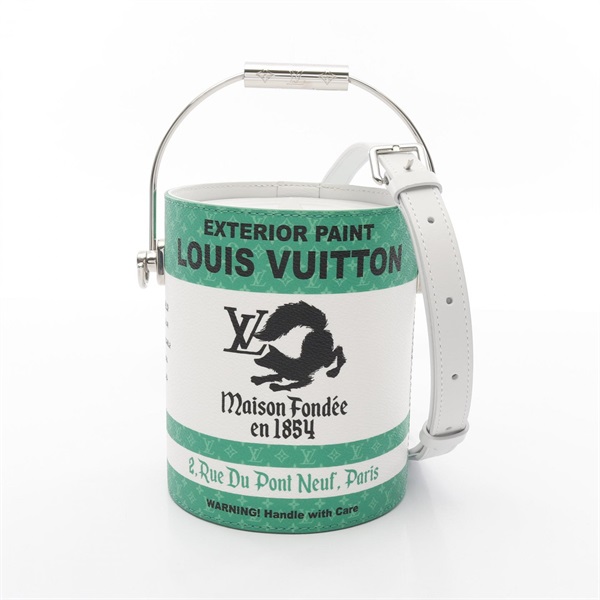 LOUIS VUITTON LV Paint Can Hand crossbody bag M81592 canvas leather Green White