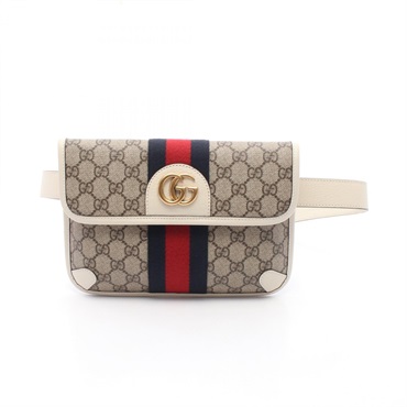 GUCCI GG Supreme Ophidia Belt Waist bag 674081 Canvas Leather Beige Multicolor