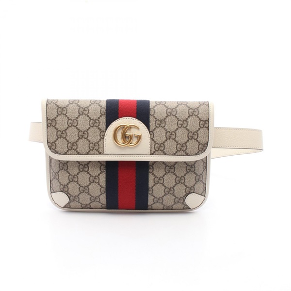 GUCCI GG Supreme Ophidia Belt Waist bag 674081 Canvas Leather Beige Multicolor