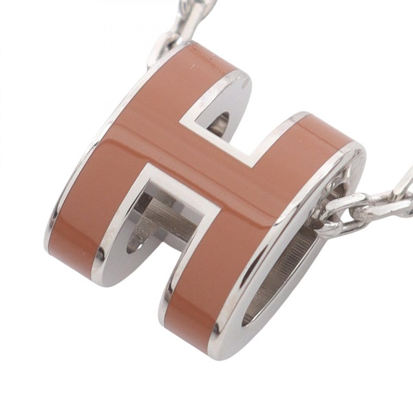 HERMES Mini POP H Pendant Necklace Stainless Steel Used women