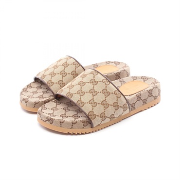 GUCCI GG canvas Sandals Shoes 624695 canvas leather Beige Brown Used mens size 5