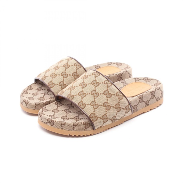 GUCCI GG canvas Sandals Shoes 624695 canvas leather Beige Brown Used mens size 5