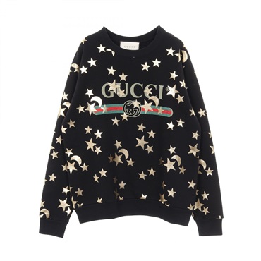 GUCCI Interlocking G Sherry Line Star Sweat Pullover Cotton Black Multi #XS Used