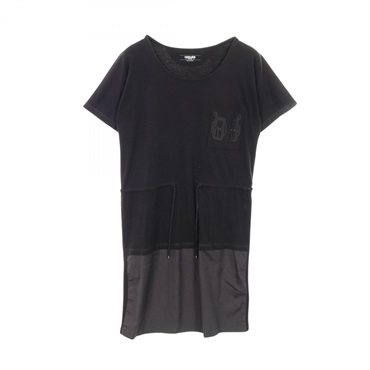 HERMES Embroidery pocket Dress cotton Black Used Women size 36