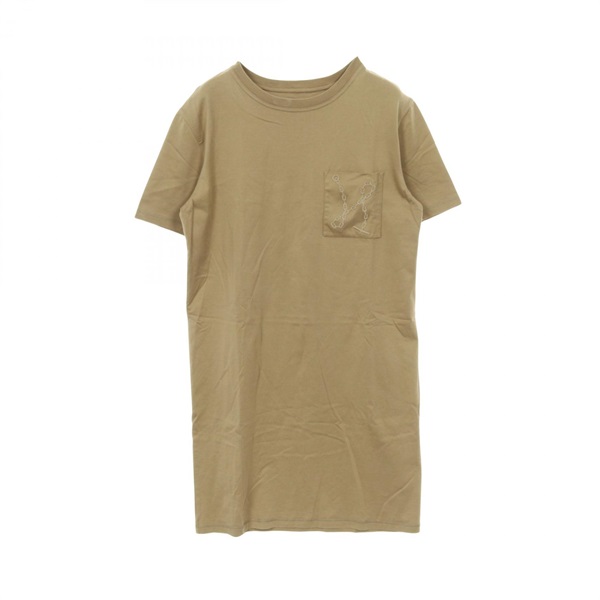 HERMES Chaine dancre Dress cotton Khaki Used Women size 36