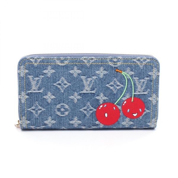 LOUIS VUITTON x Takashi Murakami Zippy Wallet M23161 Monogram Cherry Denim Used