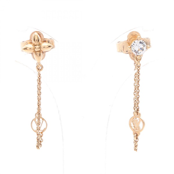 LOUIS VUITTON Petit Louis Pierced earrings Gold Plated Rhinestone Used women LV