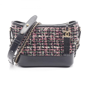 CHANEL Gabrielle De Chanel Small Hobo Shoulder Bag Fabric leather Pink BK Used