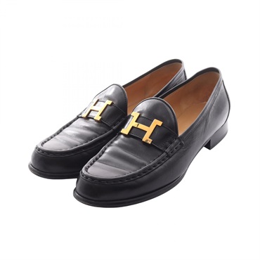 HERMES Constance Shoes Loafers leather Black Used Women size 38