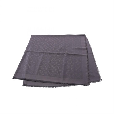 LOUIS VUITTON LV Monogram Anthracite Shawl Stall M74752 silk wool Gray Women