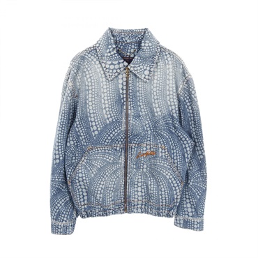 LOUIS VUITTON LV x YK All-Over Pumpkin Dot Zip-Up Denim Jacket RM232H #48 mens