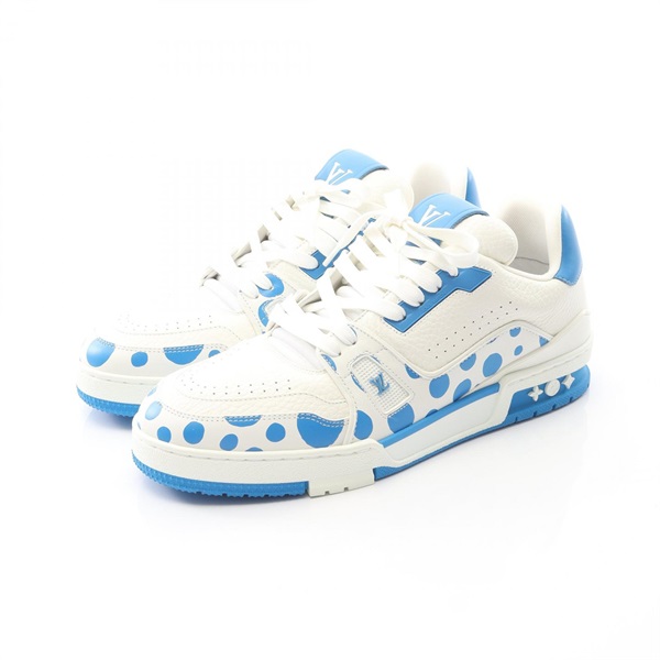 LOUIS VUITTON ×YK LV Trainer Line Infinity Dot sneakers leather mens blue #7 1/2