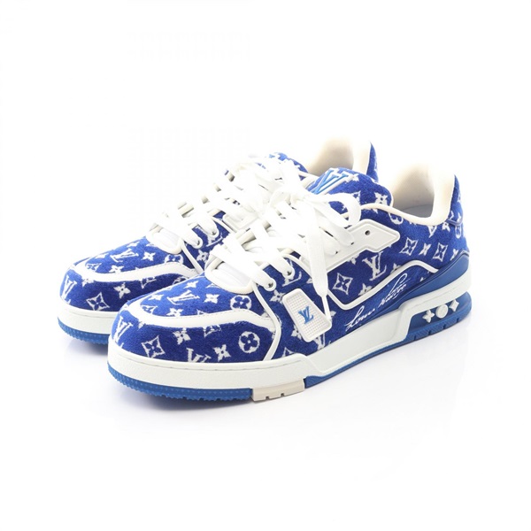 LOUIS VUITTON LV Trainer Line Marine sneakers Fabric leather Blue mens #7 1/2