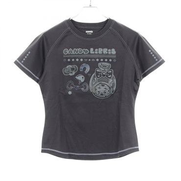 HERMES Candy Libris T-shirt Tops 5H4630DC cotton Black Used Women size #36