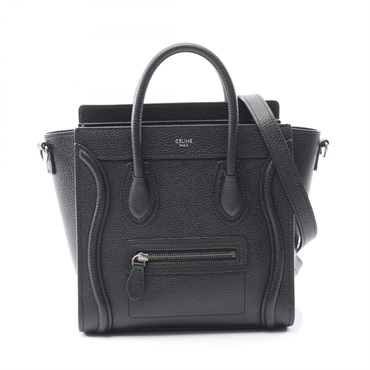 CELINE Luggage Nano Shopper shoulder crossbody Handbag 189243 leather Black Used