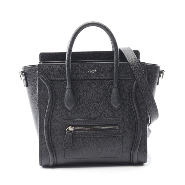 CELINE Luggage Nano Shopper shoulder crossbody Handbag 189243 leather Black Used