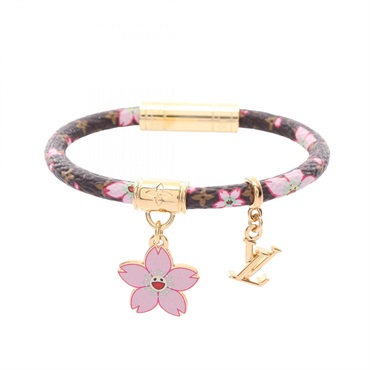 LOUIS VUITTON LV TM Bracelet M8978E Monogram Cherry Blossom Gold Plated Used