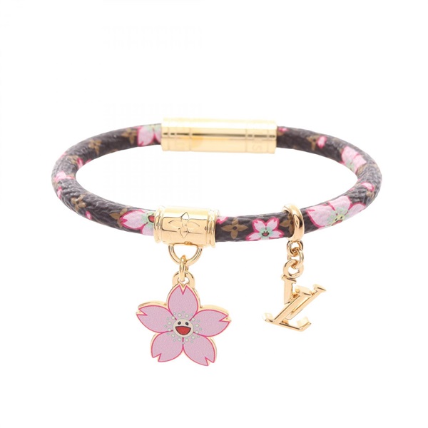 LOUIS VUITTON LV TM Bracelet M8978E Monogram Cherry Blossom Gold Plated Used