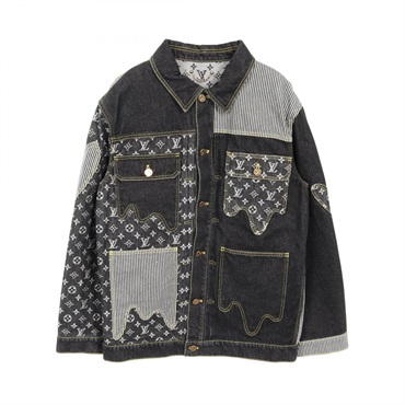 LOUIS VUITTON NIGO Monogram Crazy Denim Jacket cotton Black Gray Used mens #50