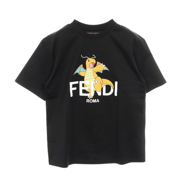 FENDI × FRGMT × POKÉMON Dragonite T-shirt cotton Black Orange #S Used mens