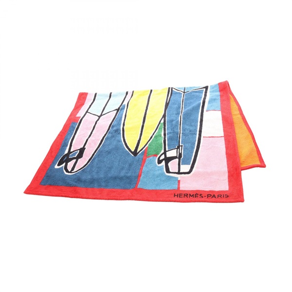 HERMES Beach 3 Surfs Towel cotton Red Blue Yellow Multicolor Used unisex