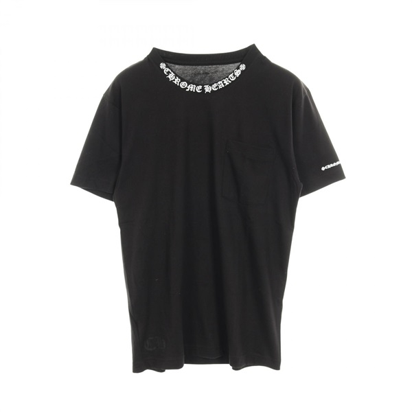CHROME HEARTS Neck logo T-shirt cotton Black Size M Used mens