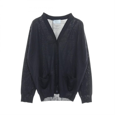 PRADA Cardigan Sweater DNA00S Wool Navy Size 38 Used Women