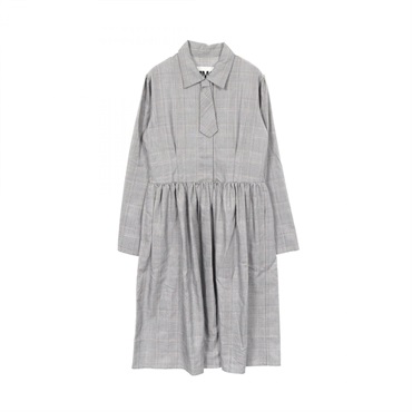 MM6 Shirt Dress long sleeves S52CT0367 Rayon wool Gray Black Used Women #36