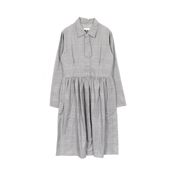 MM6 Shirt Dress long sleeves S52CT0367 Rayon wool Gray Black Used Women #36