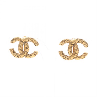 CHANEL COCO Mark clip Earring boucle doreilles Gold Plated Used