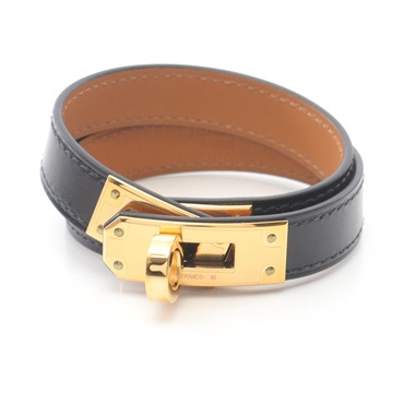 HERMES Kelly Double tour Bracelet Box calf leather Black Used Women GHW B