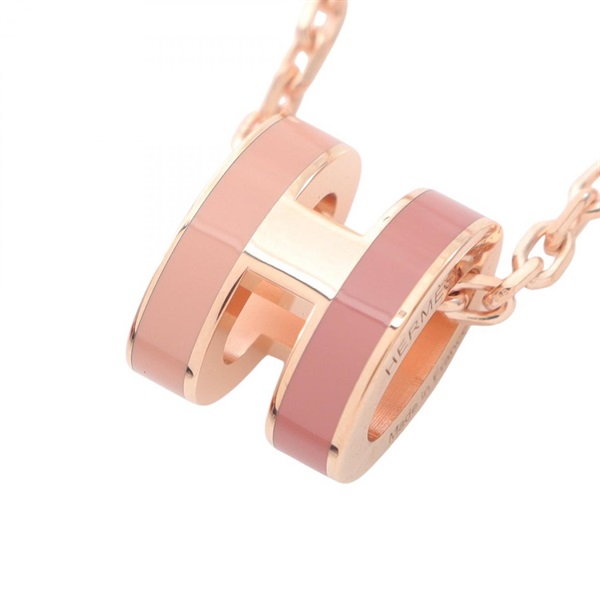 HERMES MINI POP H Necklace Pendant Gold Plated Pink Used women