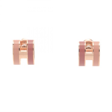 HERMES POP H MINI Pierced earrings Gold Plated Pink Used women
