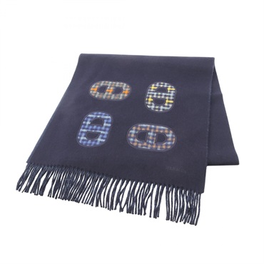 HERMES Recto-Verso Maillons Colore Scarf H394839T cashmere Navy Used mens