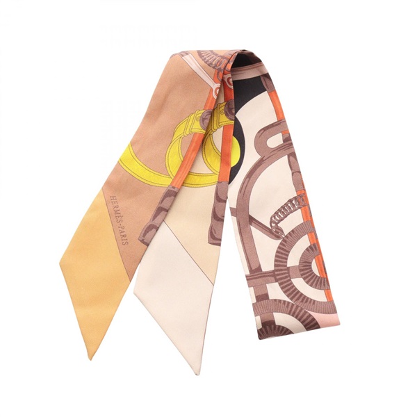 HERMES Twilly Golden Spur Scarf silk silk Brown Multicolor Used Women